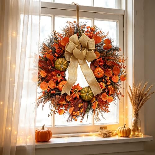 26 Inch Fall Wreaths for Front Door,Home Decor for Farmhouse Yellow