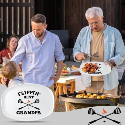 R HORSE Grandpa Grill Platter Gift, BBQ White Oval Melamine Serving Tray