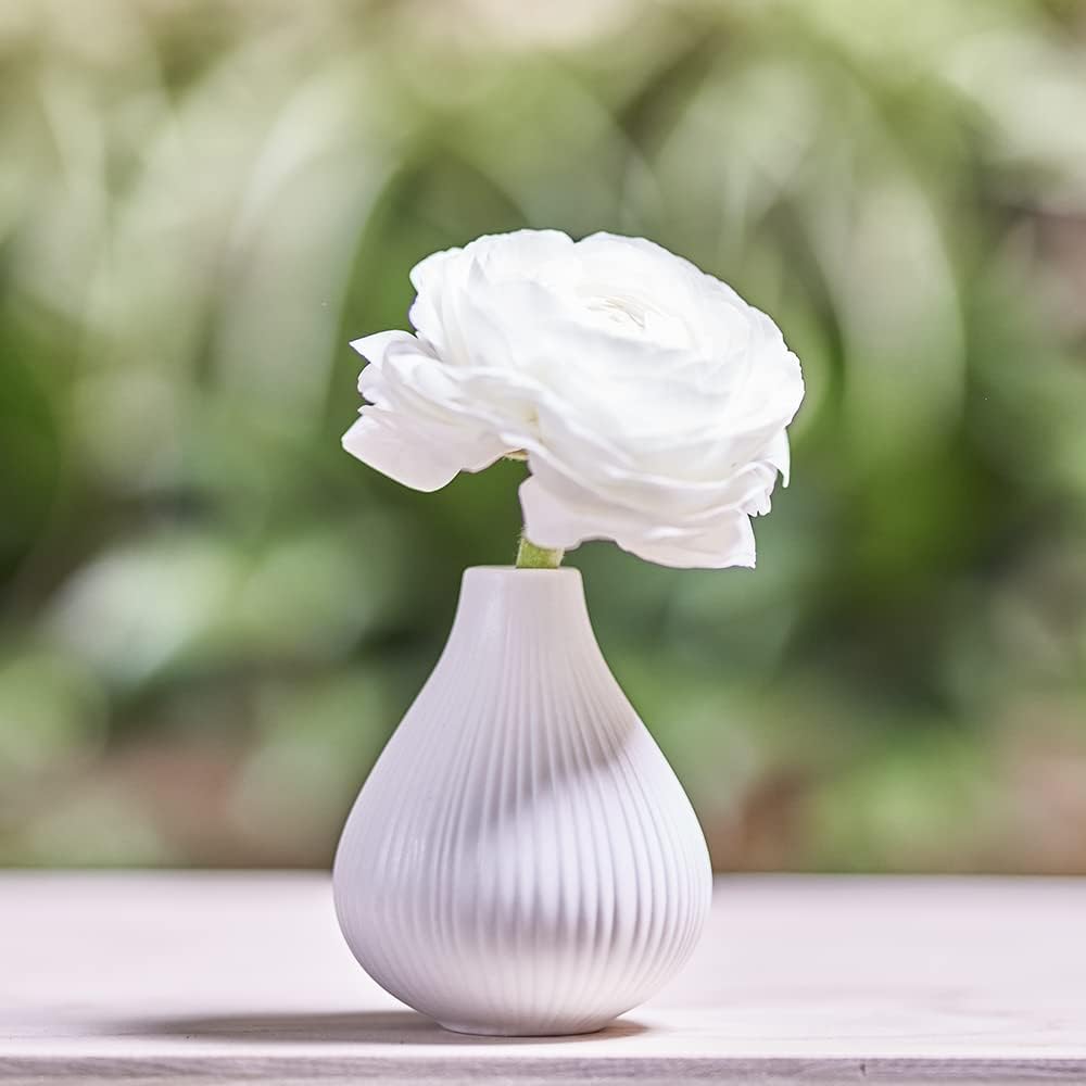 ‘Frost’ Ceramic Flower Vase / White / Set of 6