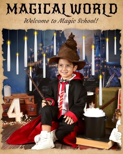 20pcs Flameless Taper Candles with Remote, 3D Window Candle, Floating Hanging Candles with Wand, 6.3IN Led Taper Candle Battery Operated, Christmas Decor for Home Wedding,Halloween