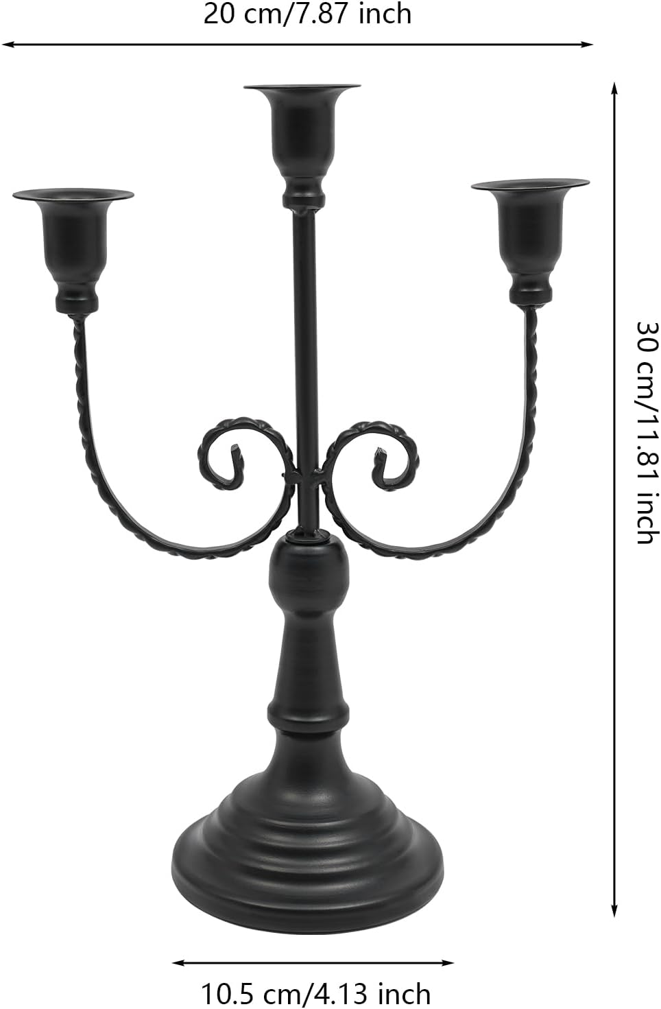 3 Arm Metal Candelabra Candle Holders Set of 6, Elegant Retro Taper Candle Stand for Wedding, Party, Dining Table