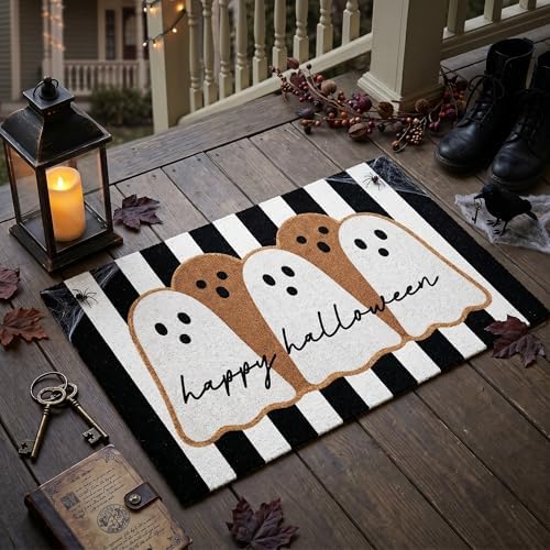 Tinideya 2 Pcs Halloween Door Mats Outdoor Layered Ghost Front Door Mat