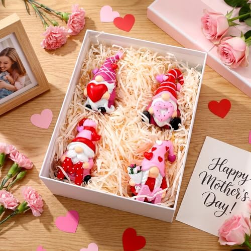 Simgoing 4 Pcs Gifts for Mom Resin Gnomes Figurines Love Mom Tabletop Decorations for Women Mother's Birthday Gifts Gnomes Garden Statues Table Centerpieces for Home Decor Mother Birthday Anniversary