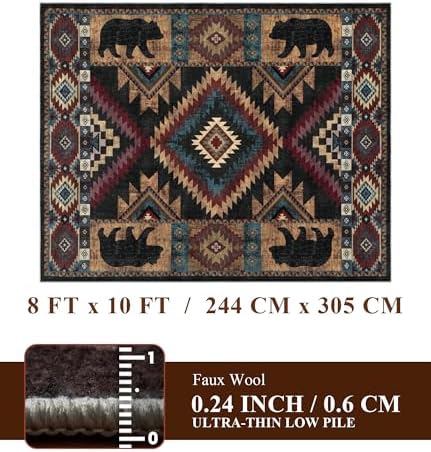 YIHOUSE 8x10 Western Cabin Area Rugs for Living Room