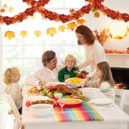 50Ft Fall Maple Leaves Garland Decorations Glitter Tinsel Leaf Thanksgiving