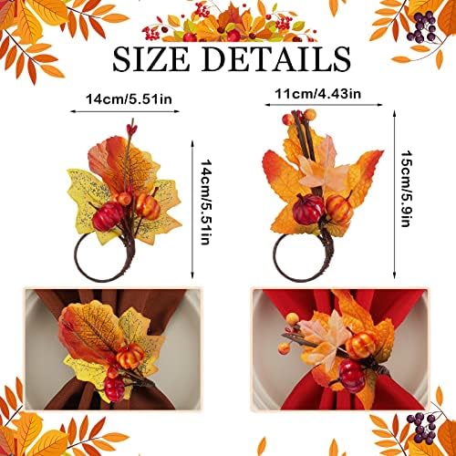 EBoot 16 Pcs Fall Thanksgiving Napkin Ring Set, Plant, Plastic