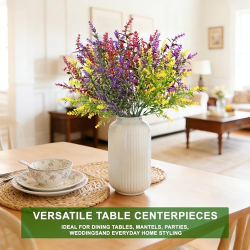 TURNMEON 20 Bundles Artificial Flowers for Outdoors UV Resistant No Fade
