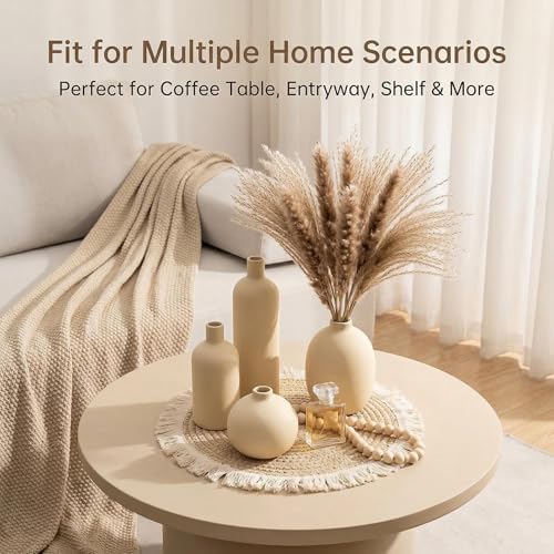 Ceramic Vase / Rustic Farmhouse Decorative Flowers Vases for Bouquet / Beige / Set of 4