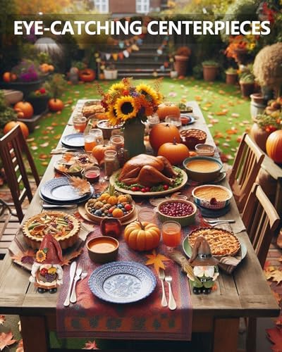 GoGnome Thanksgiving Gnomes Figurines - Set of 2 Durable Resin 5'' Festive Autumn Decor - Fall Tiered Tray Decor Gnome Gifts Decoration for Home and Garden (Fall Gnomes)