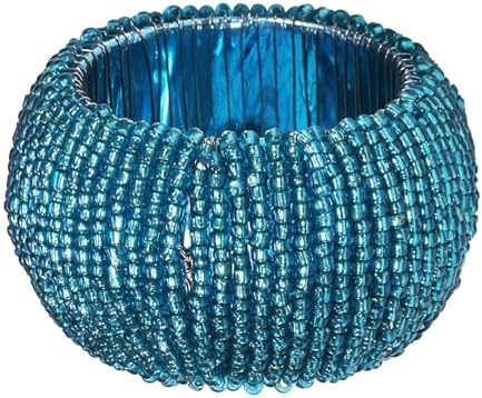Teal Napkin Ring, Napkin Rings Set of 12, Beaded Napkin Holders, Fall Napkin Rings Bulk for Christmas Party Decoration, Dinning Table, Everyday, Family Gatherings - Set Your Table with Style - Teal
