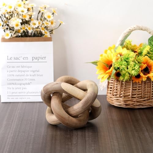 Yalikop 3 Link Wood Knot Decor Rustic Table Shelf Accents, Acacia Wood