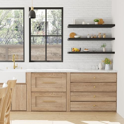 QEEIG 12" Deep Floating Shelves for Wall (Black, Set of 3, 35.4" x 12")