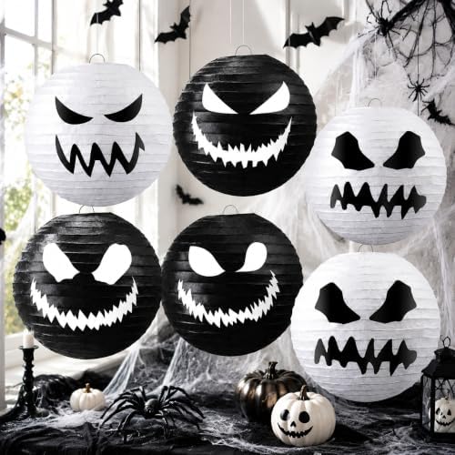 Mudder 6 Pcs Halloween Paper Lanterns for Hanging Decorations