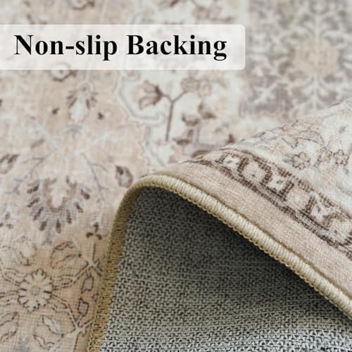 6ft Square Living Room Area Rug: Washable Oriental 6x6 Rugs for Bedroom Dining Room Non-Slip Entryway Kitchen Nursery