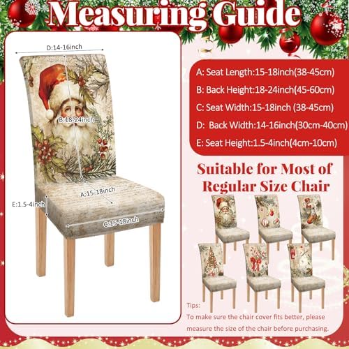 Moukeren 6 Pcs Christmas Chair Covers Vintage Dining Chair Slipcovers