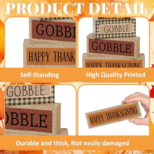 Lineshading 4 Pcs Fall Table Decorations Wooden Thanksgiving Turkey Decor