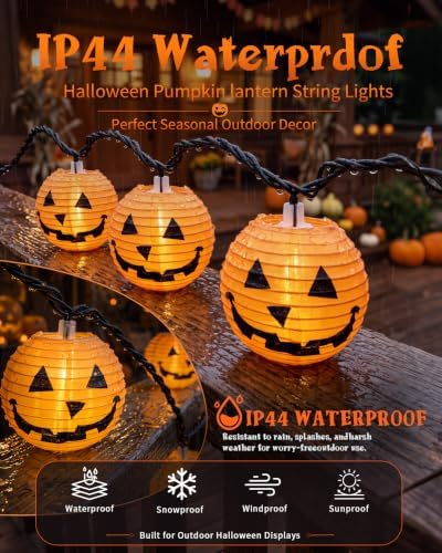 8.5FT Halloween Pumpkin Lantern String Lights Plug-in 10 LED Decor