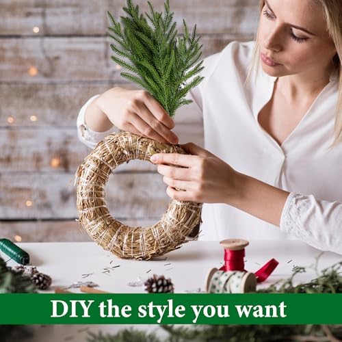 PURPLE STAR 1N 30 Pcs Christmas Norfolk Pine Branches, 19" Extra Length Fake Greenery Norfolk Pine Stems Sprigs, Artificial Xmas Branches Plants Pines Needles for DIY Craft Garland Home Garden Decor