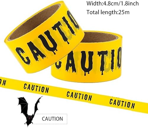1.9inch x 82Feet Halloween Decorations Caution Tape Roll Halloween Caution Tape Halloween Tape Scary Warning Tape for Halloween Party Decorations Indoor Outdoor