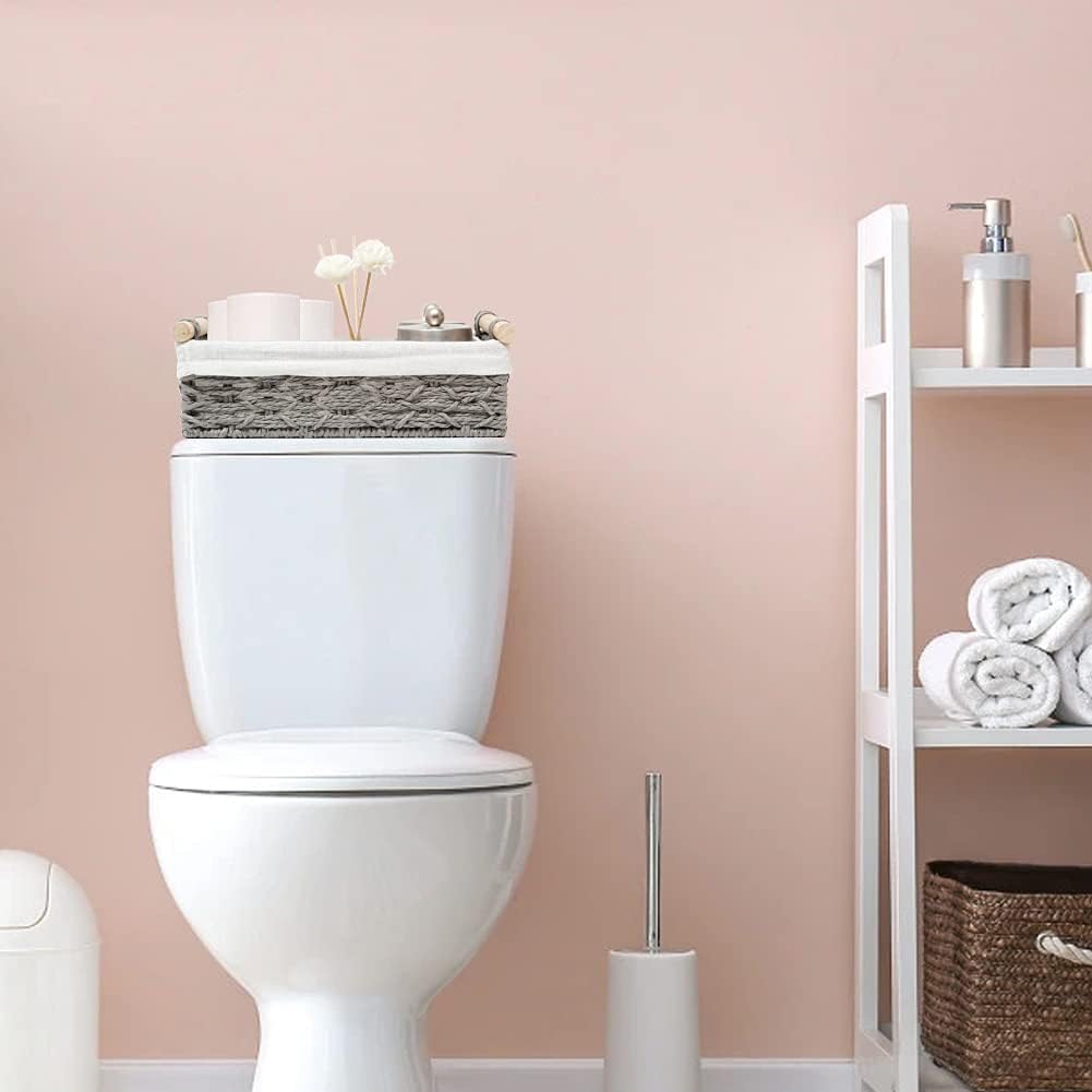 Storage Basket Wicker Baskets for Organizing Storage Bins for Counter Toilet Paper Storage / Grey