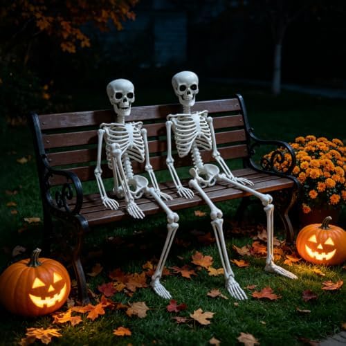 2PACK 36" Skeleton Halloween Decorations, 3FT Skeleton with Movable Joints