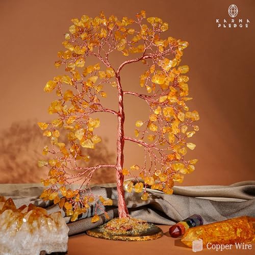 Crystal Tree of Life Birthday Gifts for Women, Men, Frineds, Handmade Citrine Chakra Tree for Home, Room, Office Decor