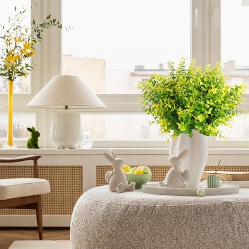 RECUTMS Artificial Boxwood Plants Outdoor Fake Spring Plants UV Resistant