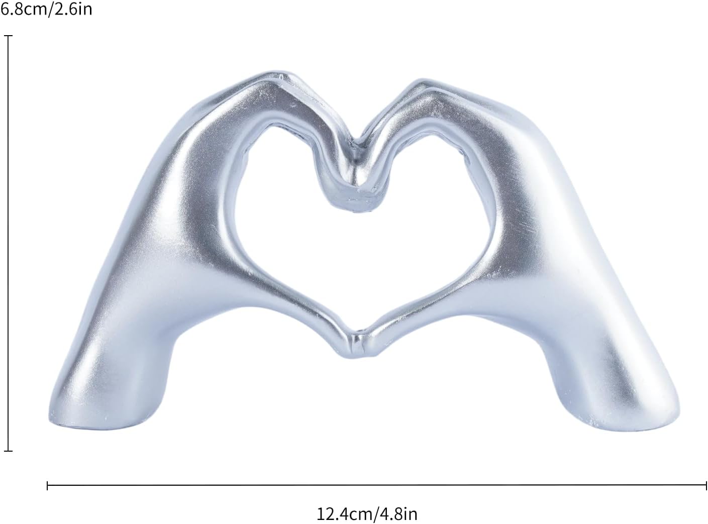 Heart Hands Sculpture Small Shelf Decor Items Resin Love Hand Statue Aesthetic Heart Decor / Silver