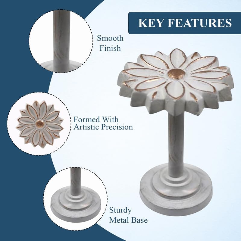 The Metal Magician Wall Mounted Floral Curtain Holdbacks (Pack of 4) - Boho Flowery Curtain Holders for Living Room