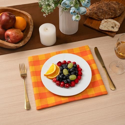 Blue Needles Gingham Buffalo Plaid Cotton Dinner Napkins Set of 12-18"x18"
