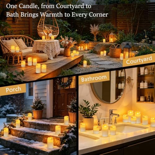 antizer Flameless Candles Set of 9 Plastic LED White Pillars with 2 Remotes & Timer, Battery Operated Outdoor Decor for Garden Patio, Wedding & Home Festival (White - 3" D x 9 Pack)