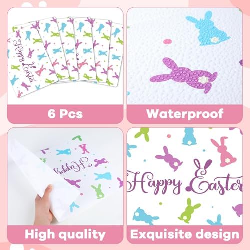 Easter Placemats Set of 6 Rabbit Eggs Plastic Table Mat 17×13×0.04in