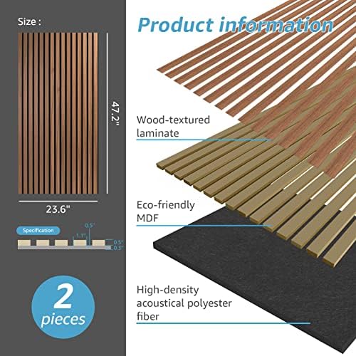 2 Wood Slat Acoustic Panels / Walnut / Set of 2
