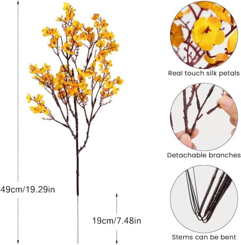 8Pcs Artificial Fall Flowers Real Touch Fake Yellow Silk Flower Decorations