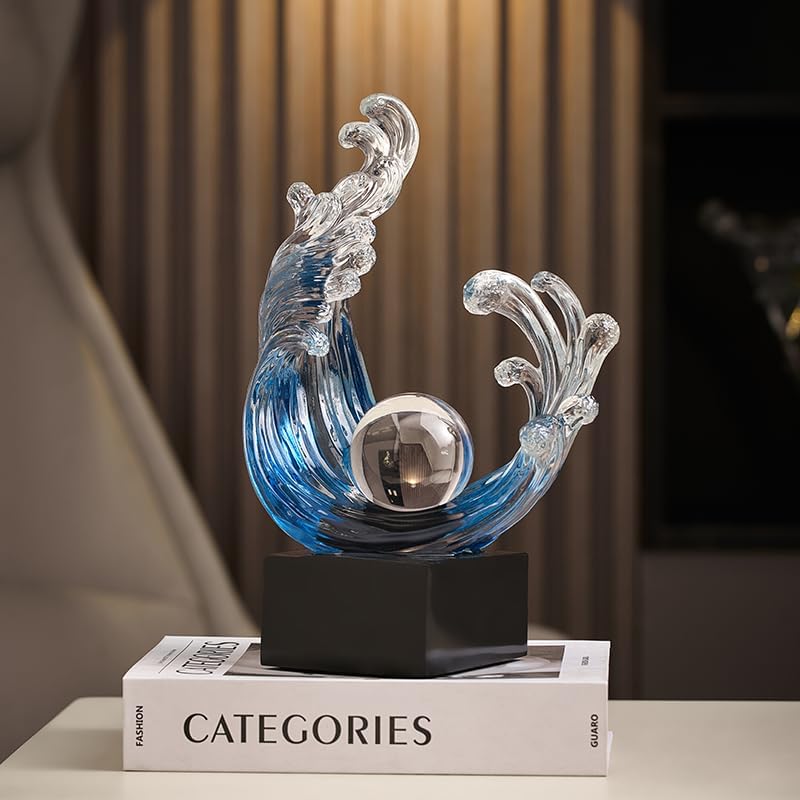 Modern Abstract Decorative Wave Statue / A / Navy-blue