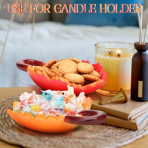 LemonRoad 2 Pcs Fall Thanksgiving Maple Leaf Candy Dishes, Resin Bowls