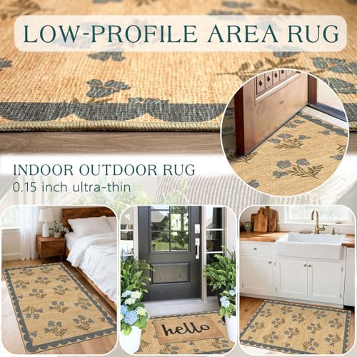 Floral Outdoor Rug - 28"x43" Front Door Mat Indoor Outside Entrance