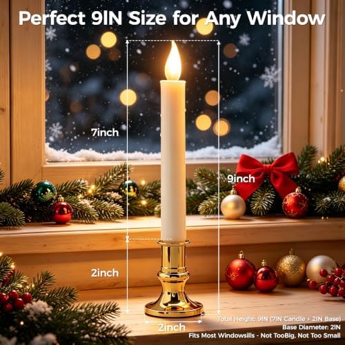 Window Candles Battery Operated with 6H On/18H Off Timer, 4PK