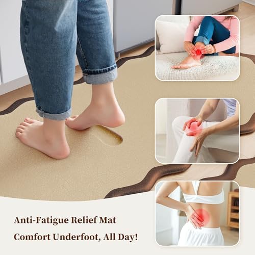 Arenarug Scalloped Kitchen Mats for Floor, Terracota Kitchen Rugs Set of 2