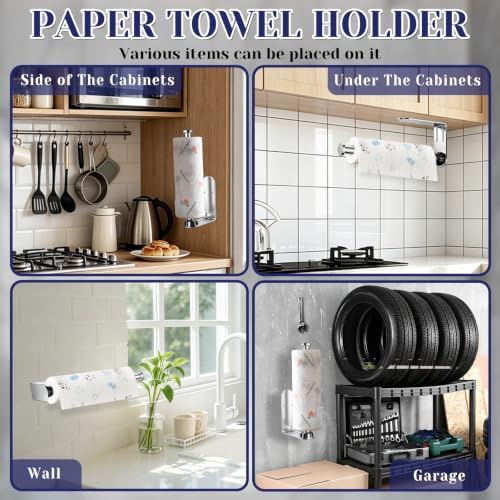 Paper Towel Holder, Paper Towel Holder Under Cabinet with Ratchet Mechanism