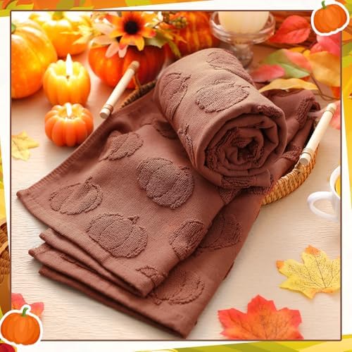 Mindsoft 2 Pcs Fall Hand Towels 3D Pumpkin Jacquard,Rust
