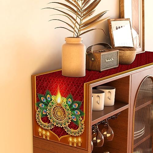 Rvsticty Diwali Table Runner,Indian Deepavali Decorations for Home Decor
