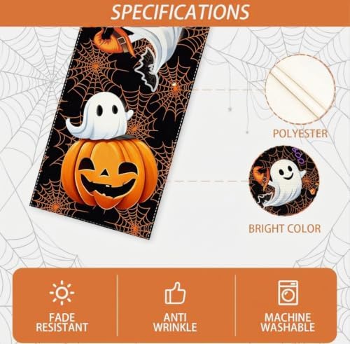 Halloween Table Runner Ghost Pumpkin Decorations Spider Web 13"x72"