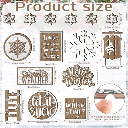 FairySandy Winter Tiered Tray Decor Winter Snowman Snowflakes
