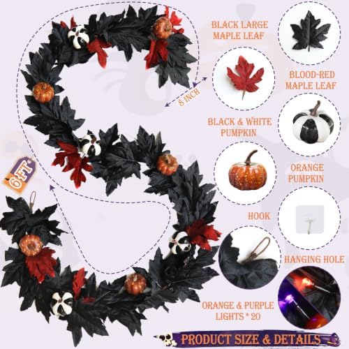Timer - 6 Ft Halloween Garland with Lights Halloween Decor
