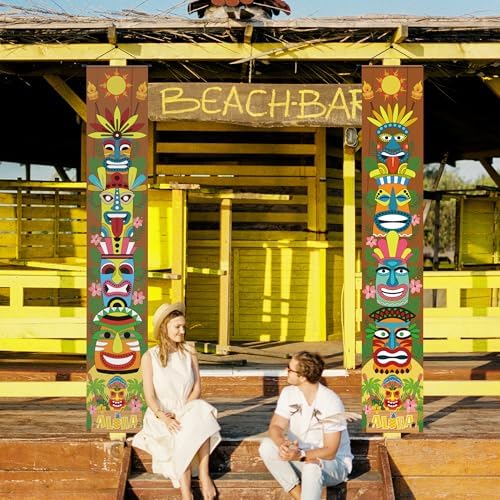OHOME Luau Party Decorations - Hawaiian Porch Banner Backdrop Yard Signs Decor - Hawaiian Themed Party Decorations - Summer Beach Tropical Pool Tiki Themed Birthday Favors Accessories