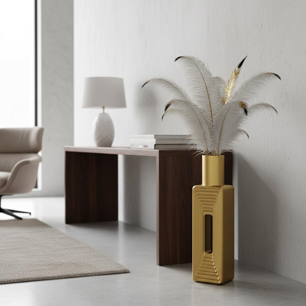 24- Tall Large Modern Vases / Gold / 23.6 In