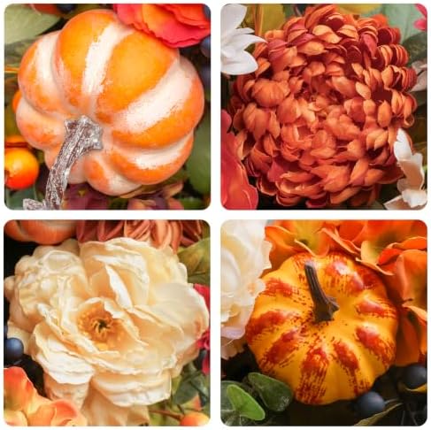 Fall Wreaths for Front Door 24 Inch Autumn Rustic Harvest Pumpkin Wreath
