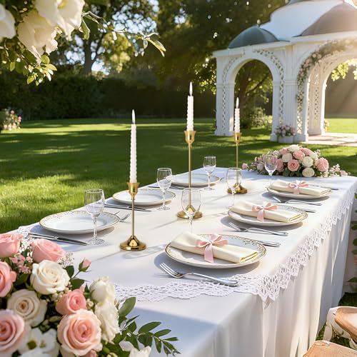 Candlestick Holders 4 Sets(12 Pcs), Brass Gold Candle Holders with Anti-Slip Pad, Metal Taper Candle Holder, Candle Holder for Wedding Fireplace Mantel Housewarming Gift