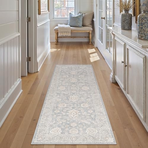 2x6 Blue Cream Neutral Runner Rug